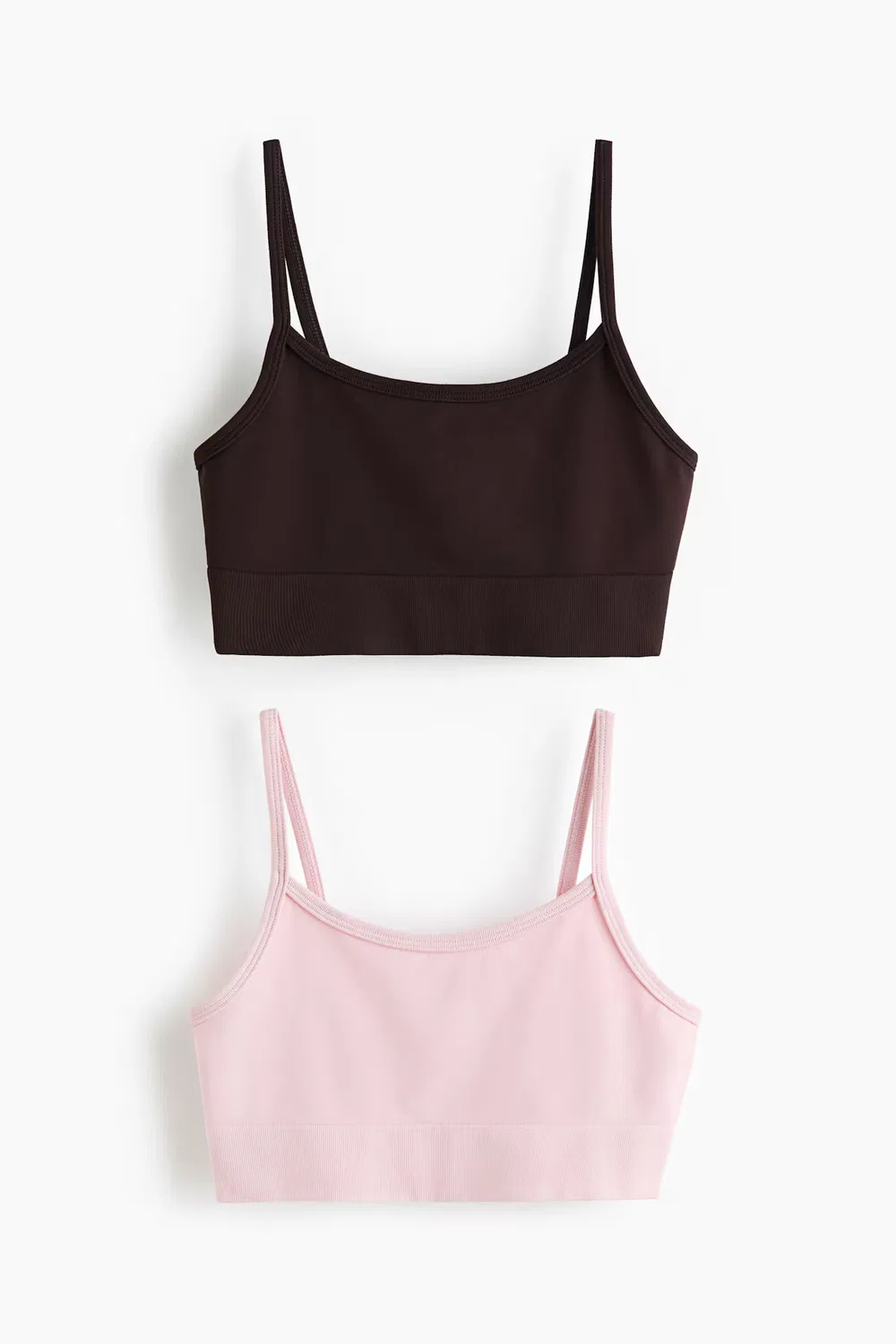 Комплект из 2 бесшовных спортивных футболок с технологией DryMove H&M, Dunkelbraun/ Blassrosa