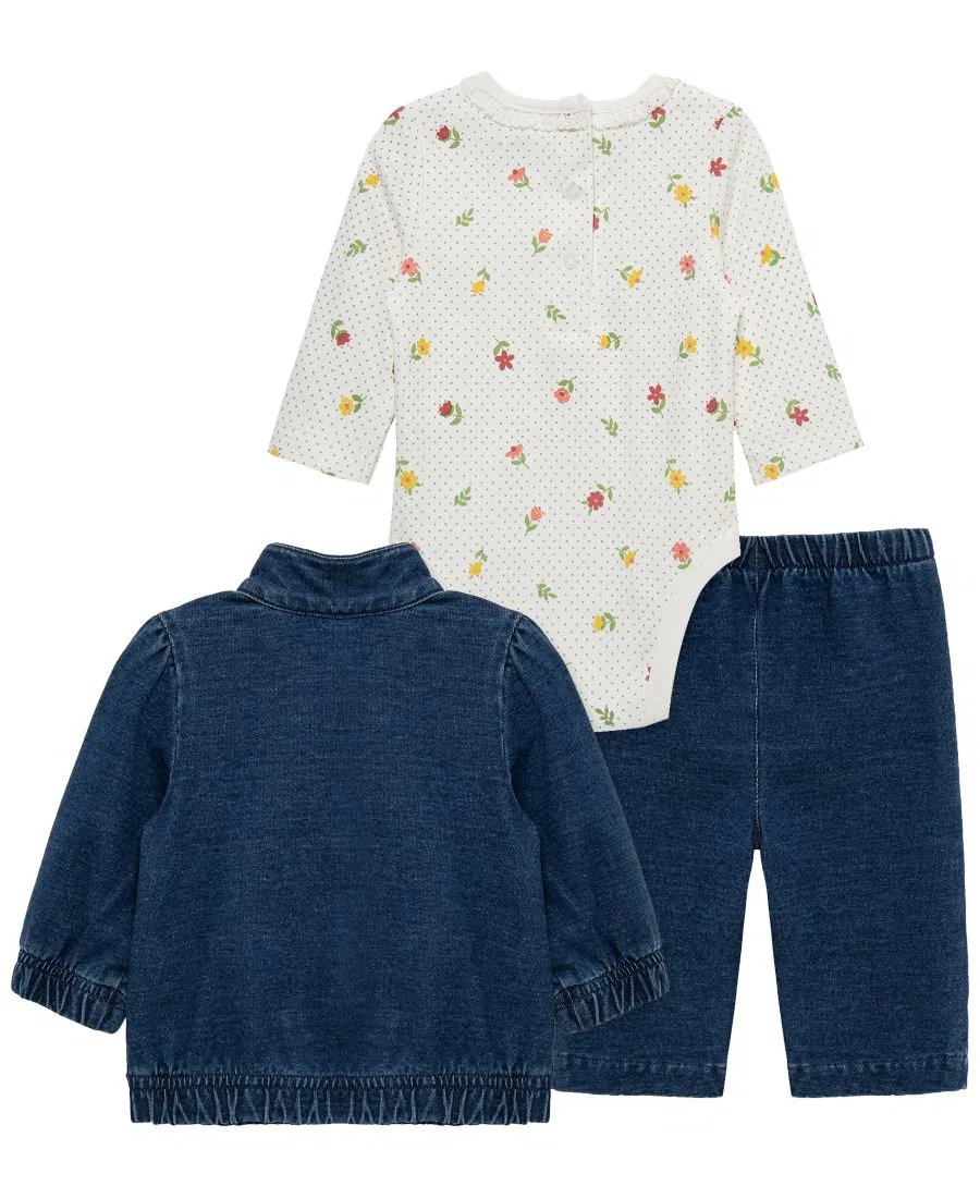 Комплект из боди, куртки и брюк Blossom Blues Little Me, Denim — фото 2