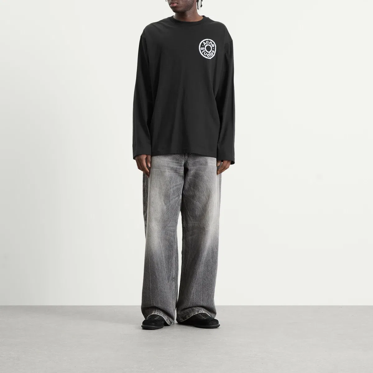 Лонгслив с принтом Button Logo Acne Studios, Black — фото 4