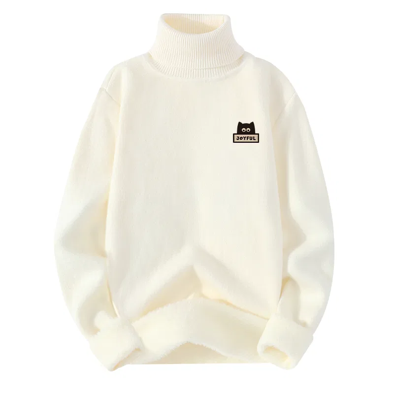 Детский свитер с принтом Ma Daze Cat Chest Logo MINISO, Fall Winter Non-Pilling White