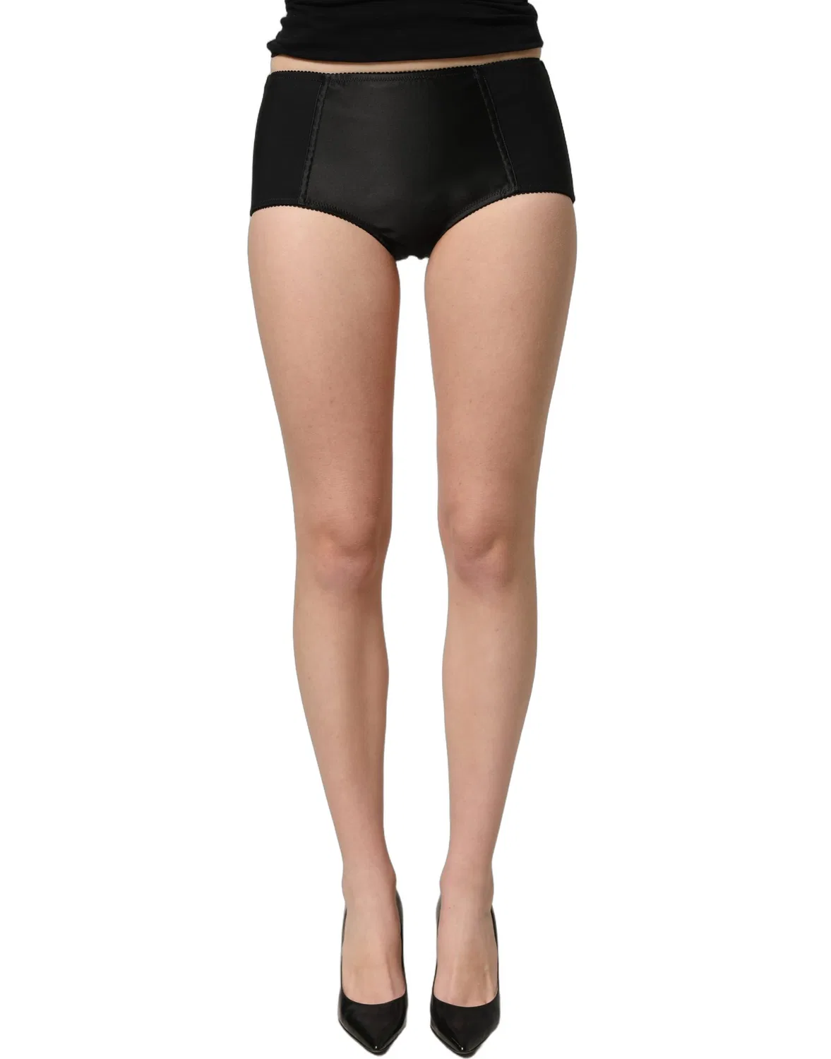 Женские атласные шорты-кюлоты с заниженной талией Low Waist Hotpants Dolce & Gabbana, Black