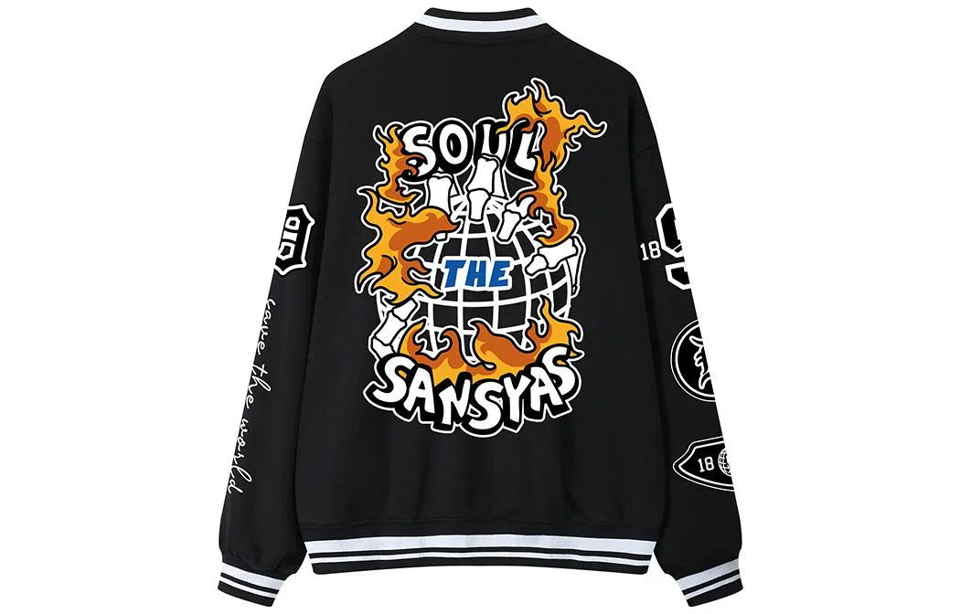 Детская бейсбольная куртка с воротником, свободного кроя, Baseball Jerseys, SANSYAS — фото 3