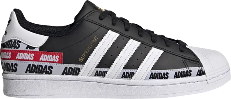 

Кроссовки Adidas Superstar 'Wordmark Heel Stripe - Core Black', черный
