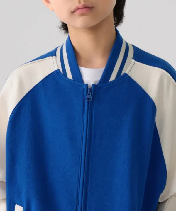 Свитшот-куртка оверсайз реглан, Varsity, Musinsa Standard Kids, синий — фото 4