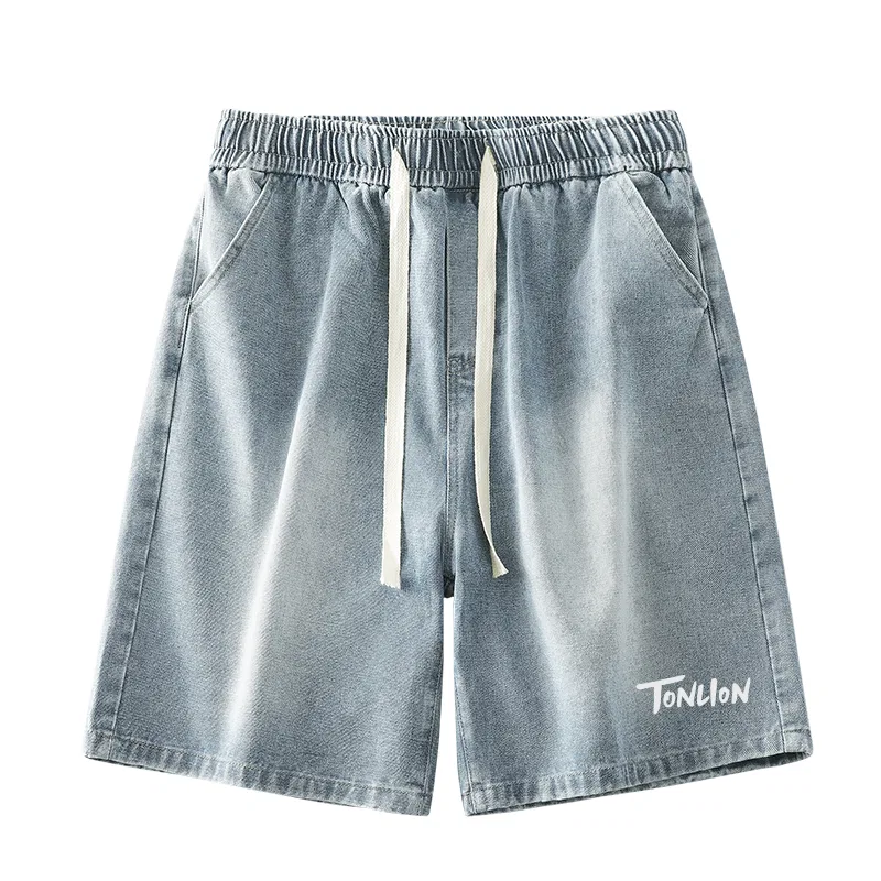 Детские шорты джинсовые с принтом Tonlion, Light Blue