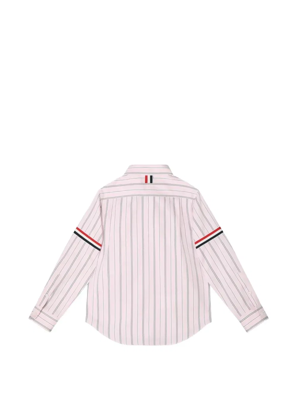 Поплиновая рубашка в полоску Thom Browne Kids, розовый — фото 2