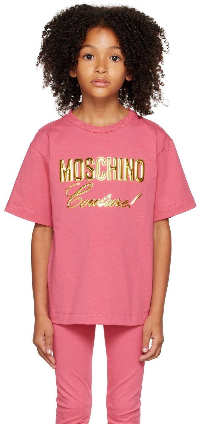 

Детская розовая футболка \Couture\"" Moschino, Розовый, Детская розовая футболка \Couture\"" Moschino