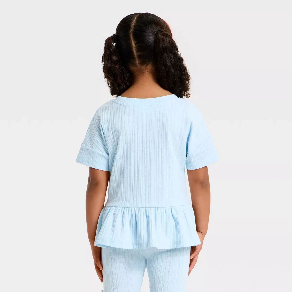 Детское платье-футболка с принтом Pointelle Peplum T-Shirt INFANT/TODDLER GIRL, Light Blue — фото 2