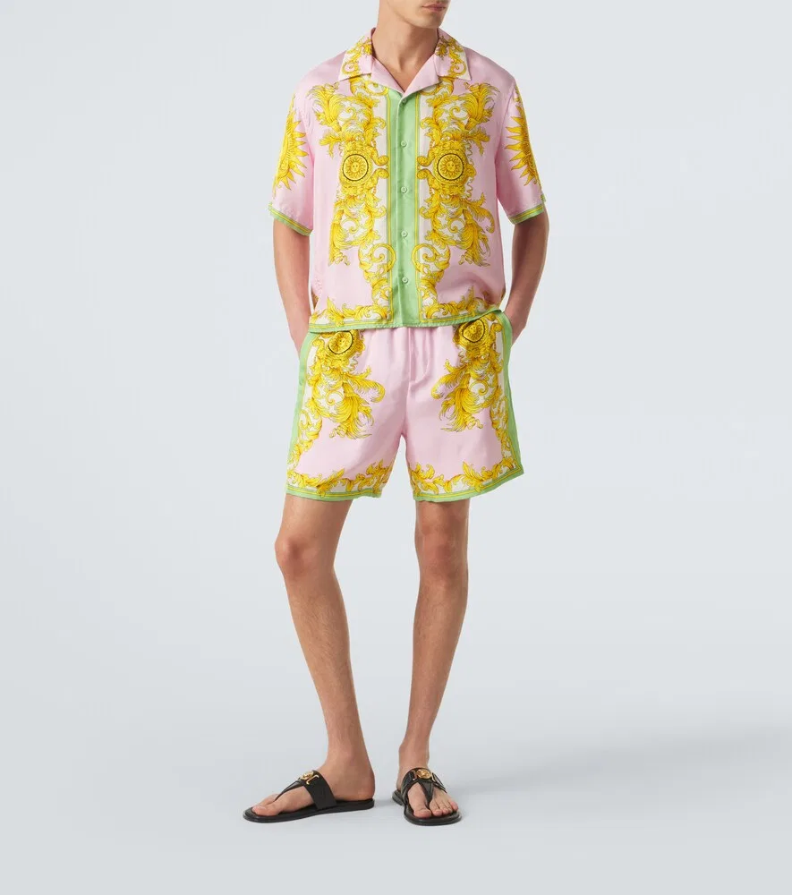 Шелковая рубашка с принтом Versace, мультиколор — фото 2