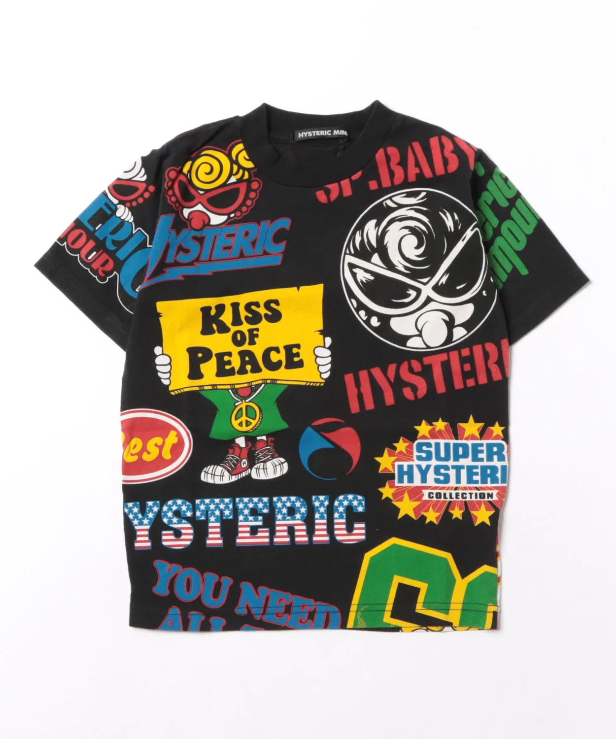 Детская футболка с принтом LOGO MANIAC HYSTERIC MINI, Black