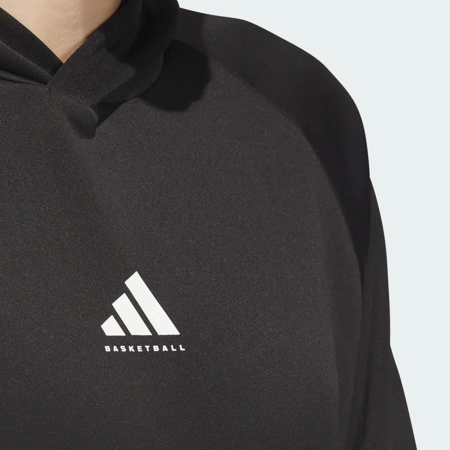 Худи с капюшоном из флиса, свободного кроя, модель Crazy Warm, adidas, Черный — фото 4