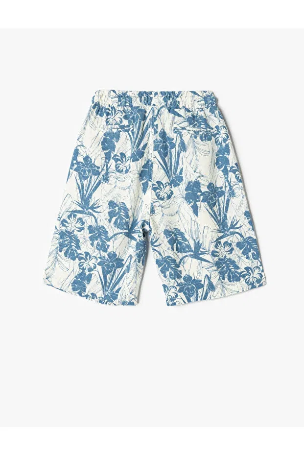 Детские шорты для мальчиков льняные с принтом Koton, Ecru Patterned — фото 2