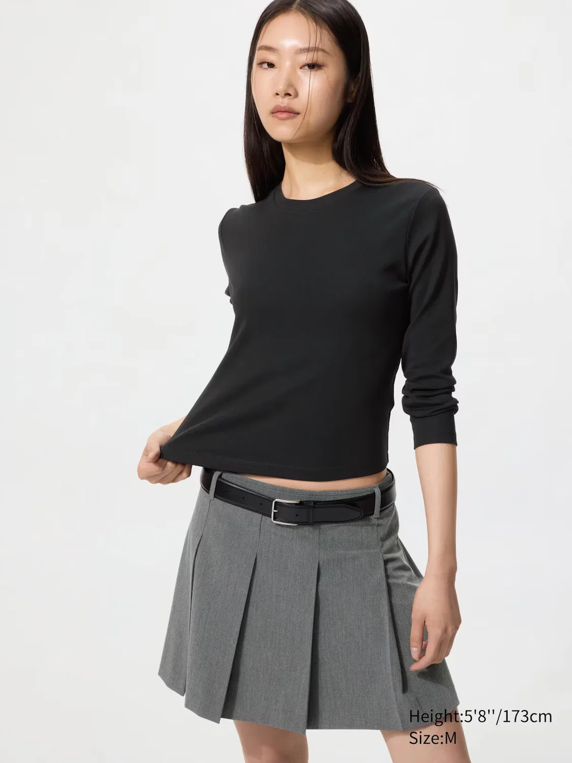 Футболка Uniqlo Мини-Футболка с длинным рукавом, черная