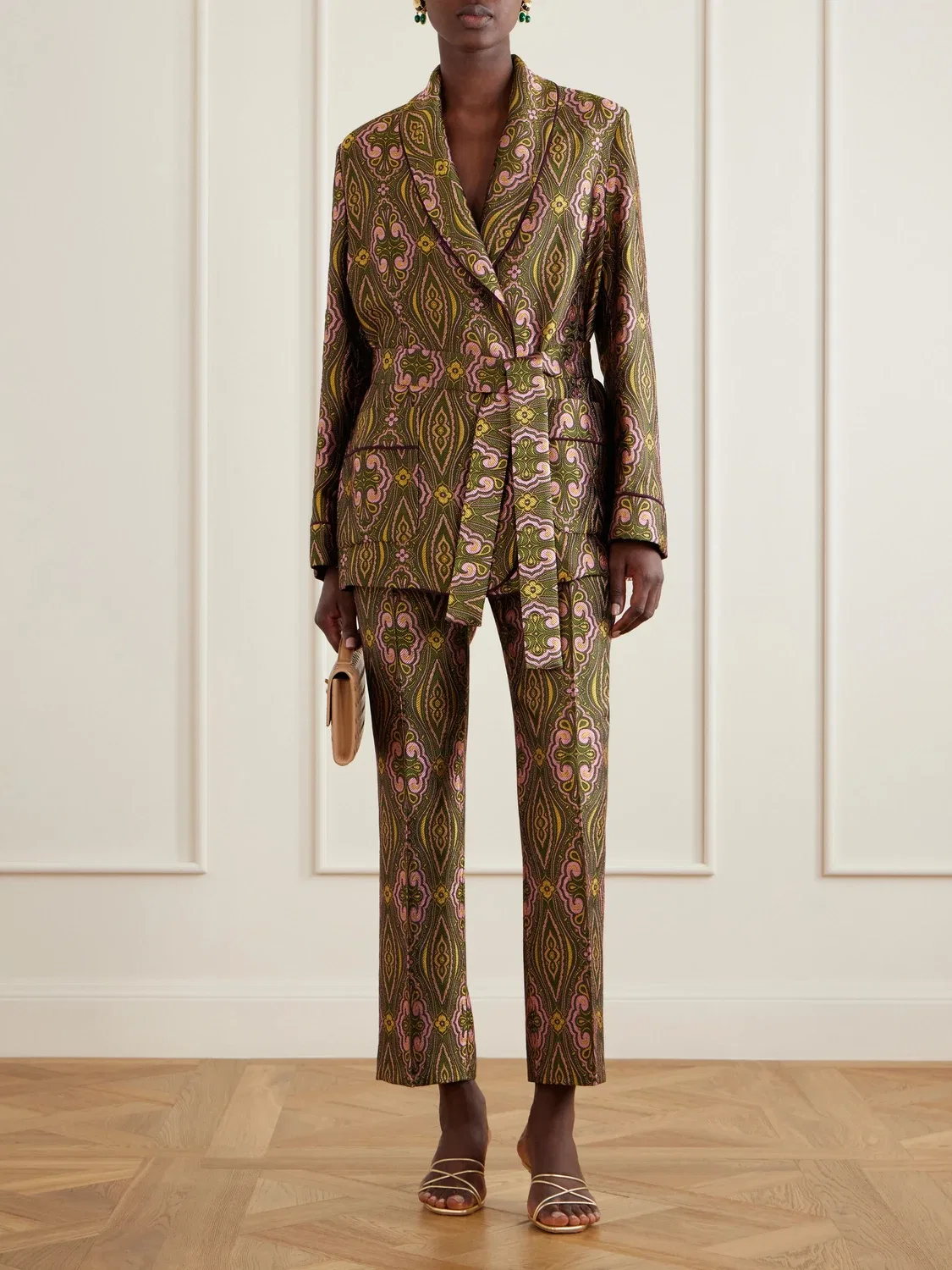 ETRO Брюки из крепового жаккарда металлик прямого кроя — фото 2