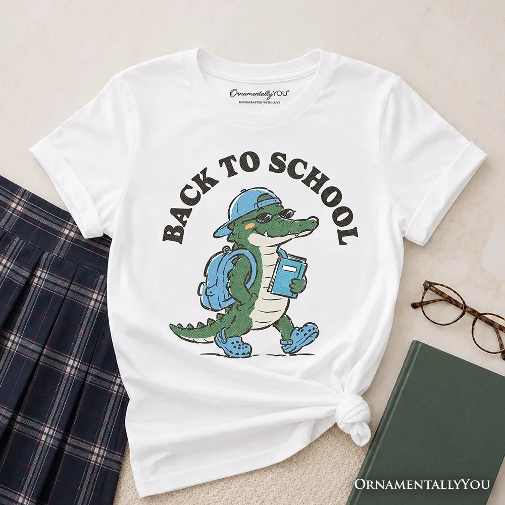 Детская футболка для мальчиков с принтом аллигатора Cool Alligator Youth T-Shirt School Student Tee OrnamentallyYou, White — фото 2