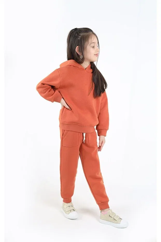 Детский комплект толстовки и брюк с капюшоном для девочек Ahsenimbebe, Orange