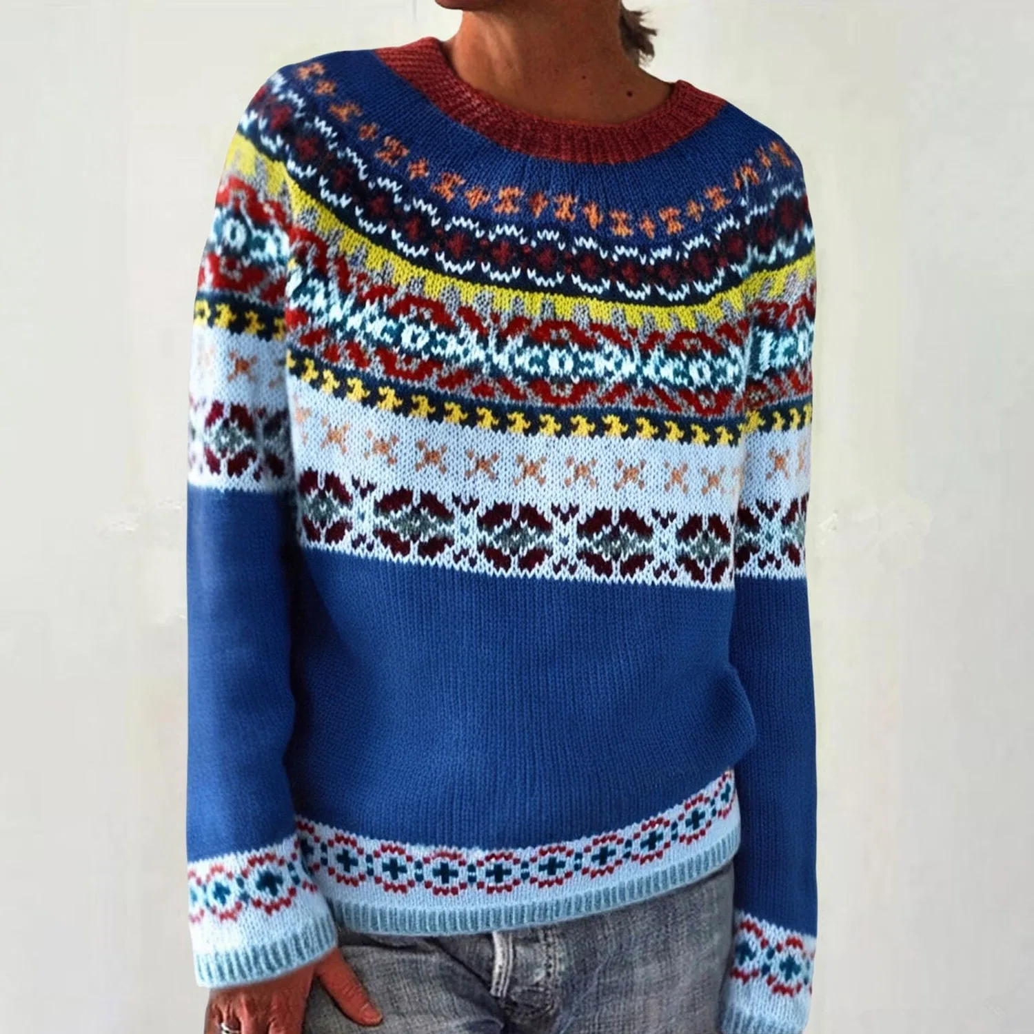 Женский свитер с принтом Fairisle, Dark Blue — фото 2