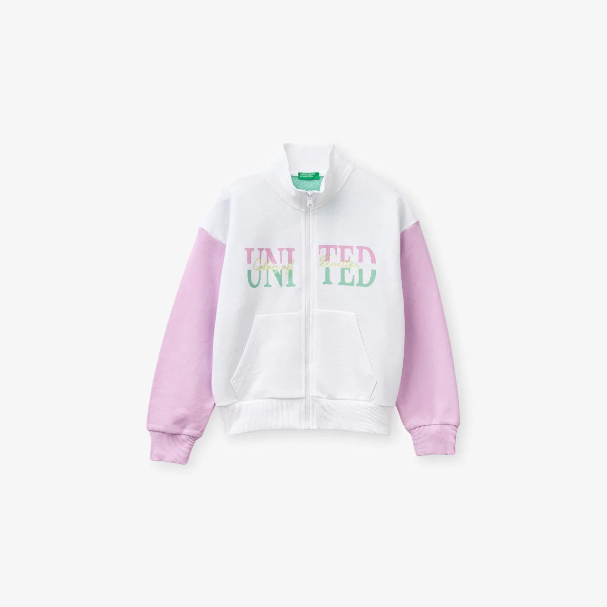Фирменная хлопковая толстовка на молнии, размер 6-13 лет Benetton, мультиколор