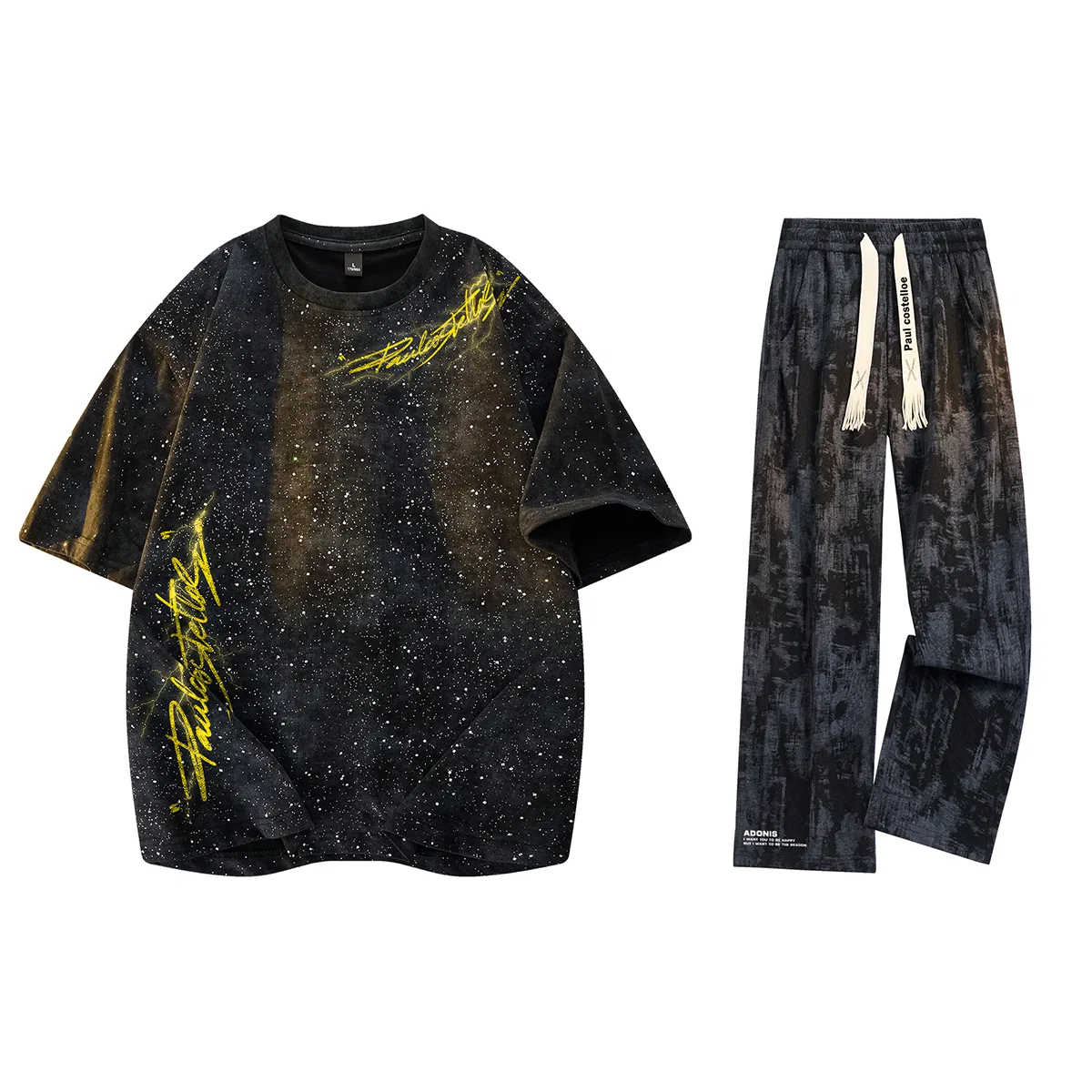 Детский спортивный комплект из футболки и брюк с логотипом Black Yellow Logo Paul Costelloe