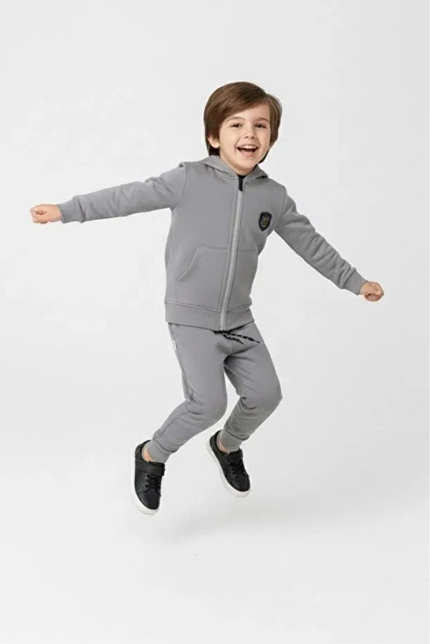 Детский спортивный костюм для мальчиков на молнии с капюшоном Mnk Baby&Kids, Gray — фото 3