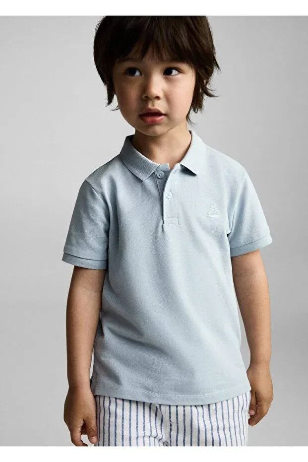 Детское поло с коротким рукавом Mango Baby, Sky Blue