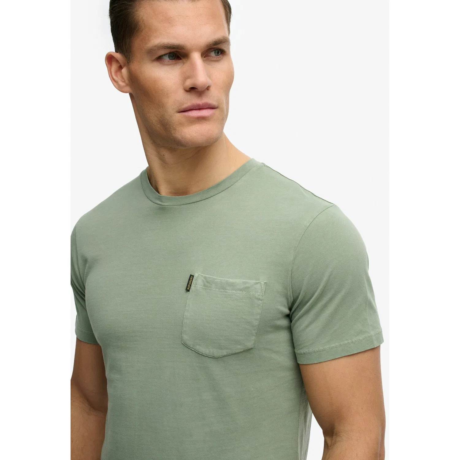 Детская хлопковая футболка с круглым вырезом и нагрудным карманом Superdry, Green