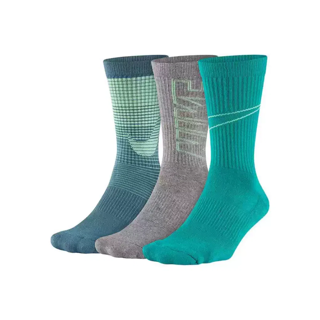 Детские носки спортивные, 3 пары, Nike, Green Gray