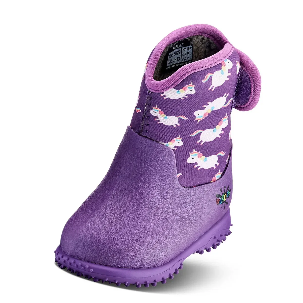 Детские сапоги-веллингтоны с принтом Unicorn из футера на подкладке Grubs Boots, Violet — фото 2