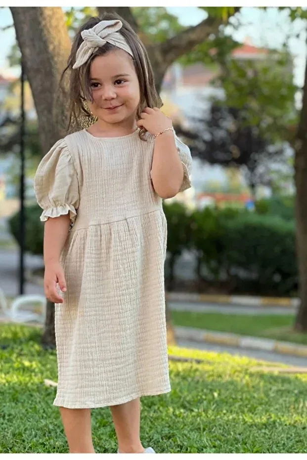 Детское платье для девочек хлопковое Süslüm Kids, Stone — фото 2