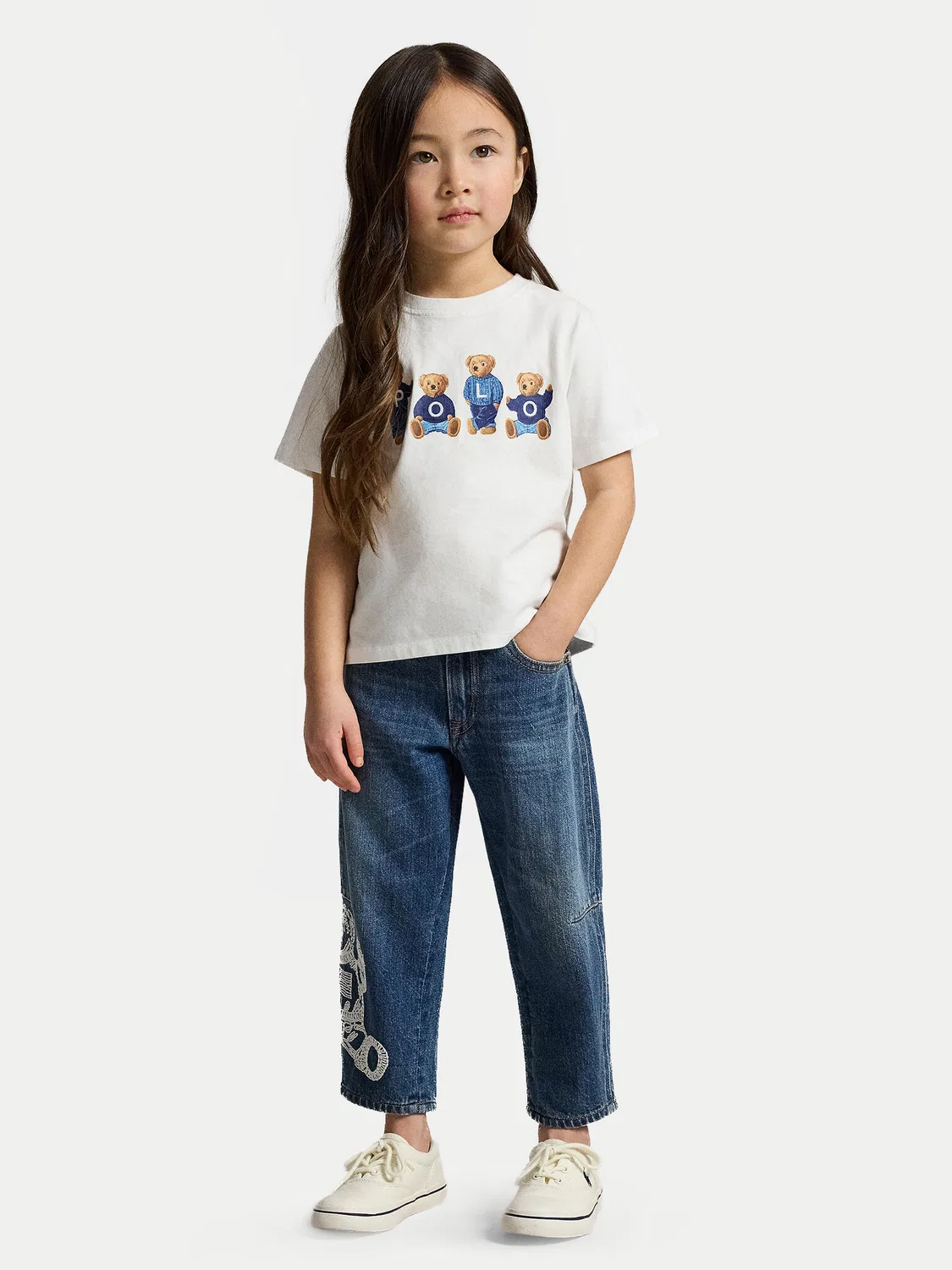 Футболка стандартного кроя для девочки Polo Ralph Lauren, белый — фото 2
