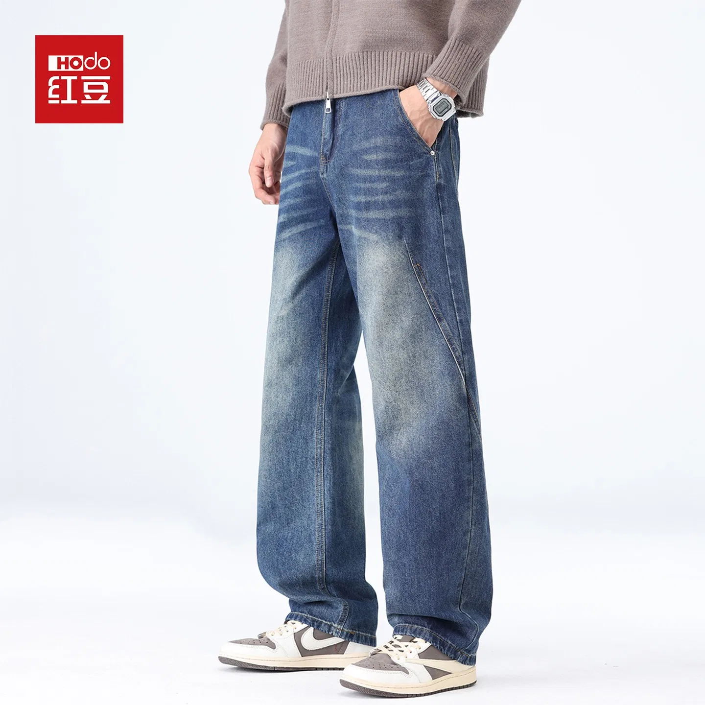 Детские джинсы унисекс повседневные Red bean, Dark Blue — фото 4