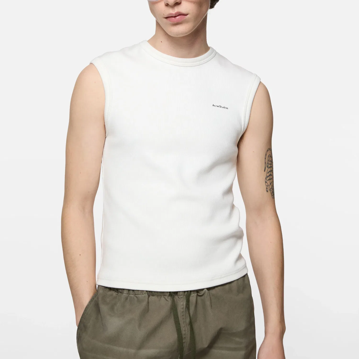 Мужской топ без рукавов с круглым вырезом Acne Studios, White — фото 4