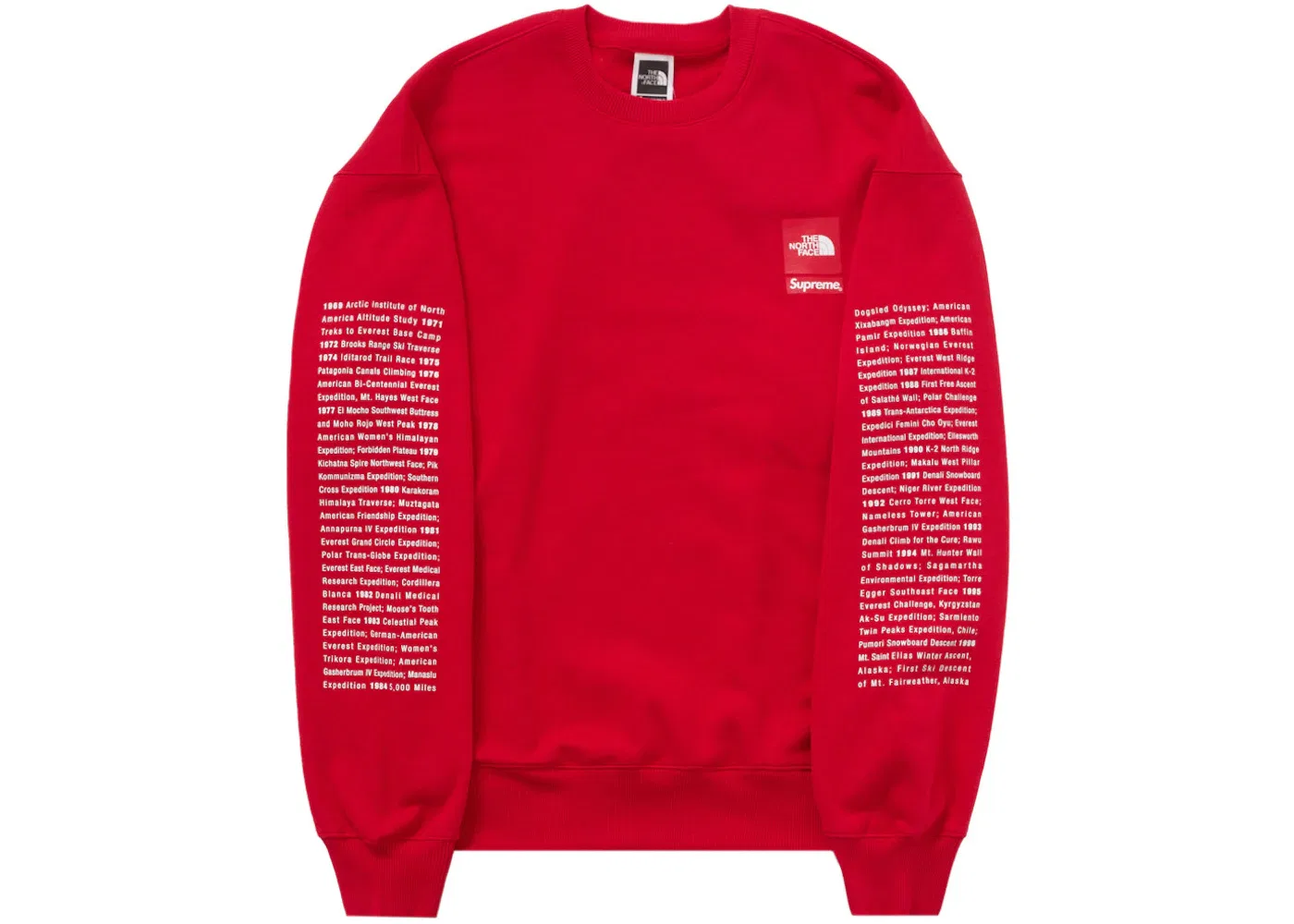 Мужской свитшот с принтом Supreme The North Face Crewneck, Red — фото 2