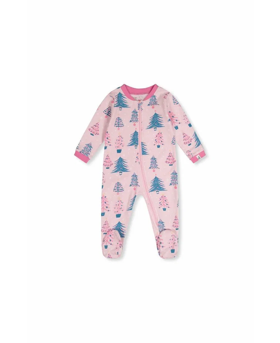 Детский слип с принтом деревьев, модель Tree Print Deux par Deux, Pink Printed With Trees