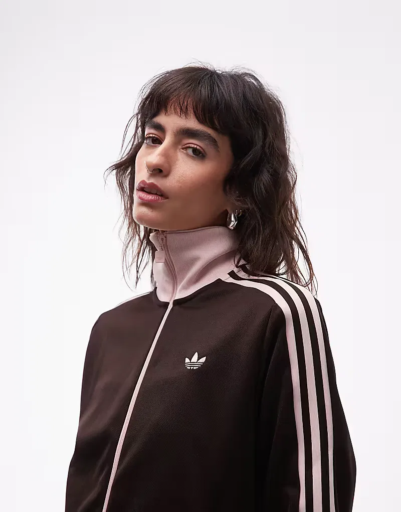Классическая спортивная куртка Adidas Originals коричневого и, розовый — фото 3