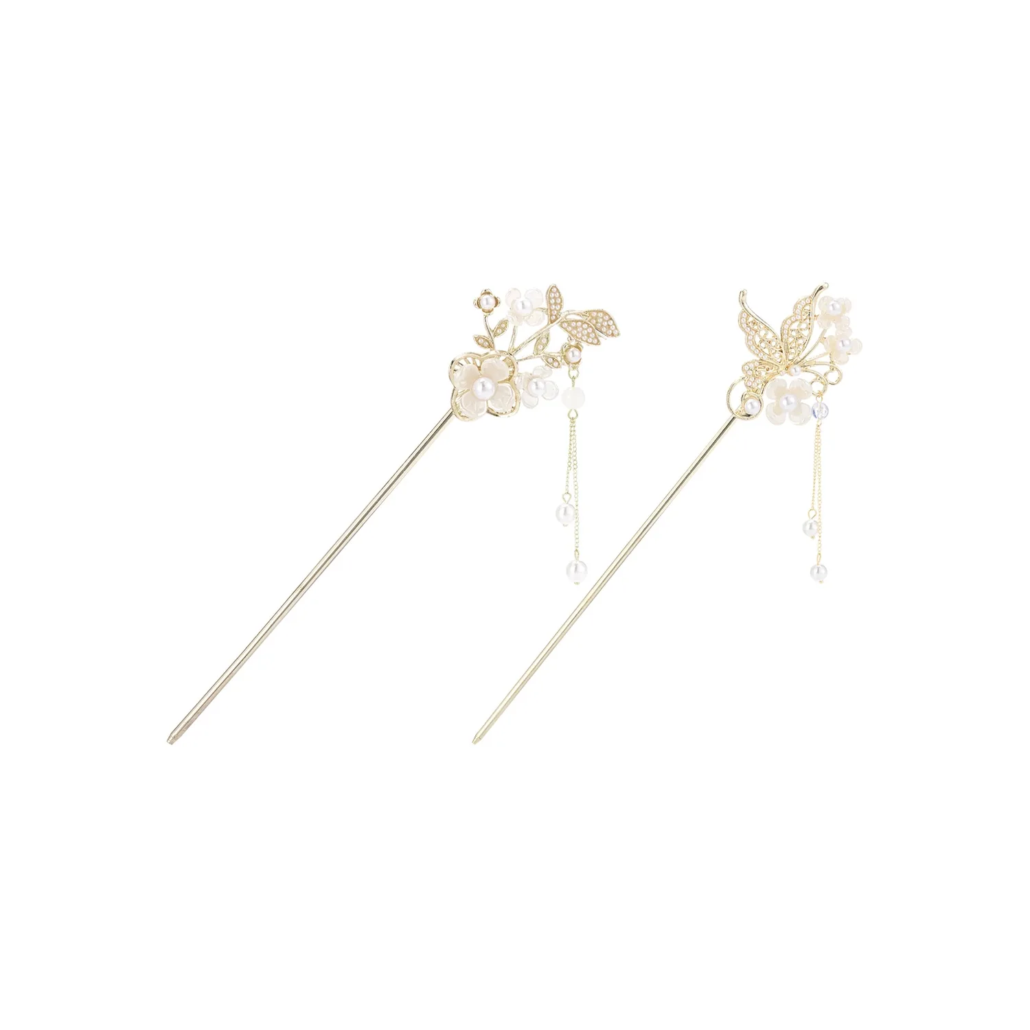 Женские шпильки для волос ZANC, [Pearl Flower+Butterfly Loves Flower]2 Pcs