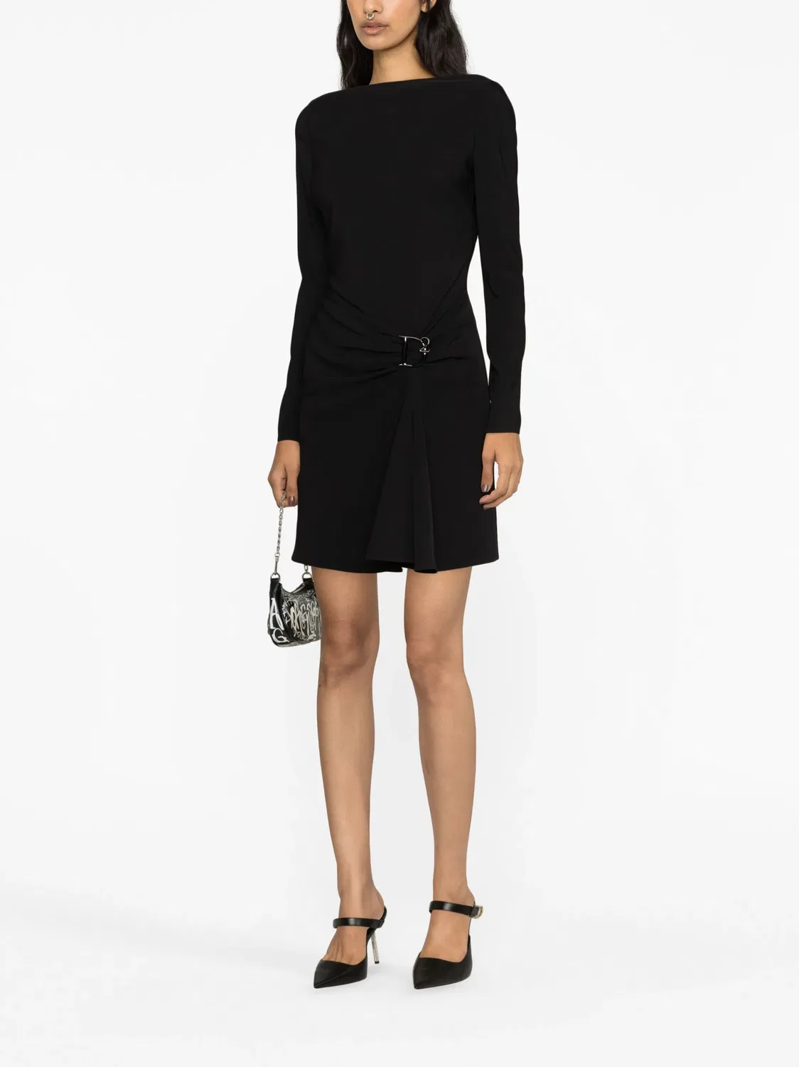 DSQUARED2 Платье с логотипной пластиной, черное — фото 4