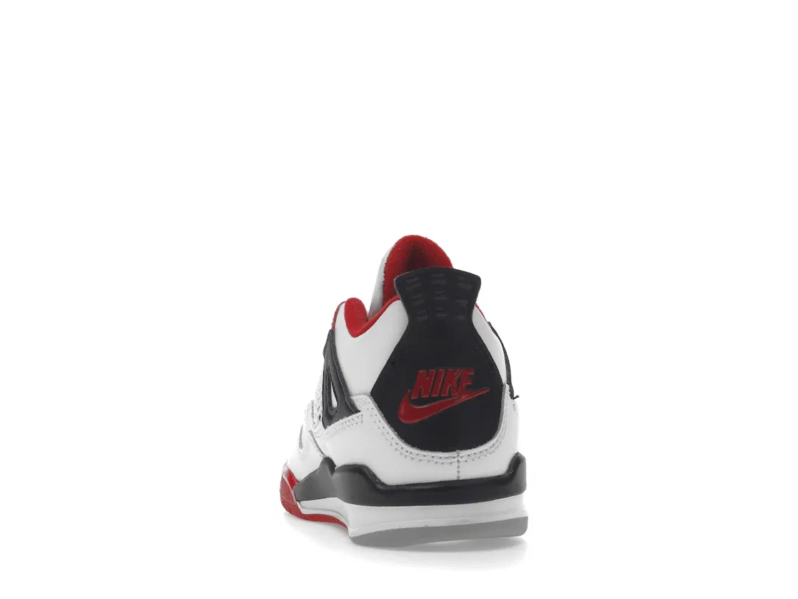 Детские кроссовки Lifestyle с принтом Jordan 4 Retro Jordan, White/Black-Tech Grey-Fire Red — фото 4