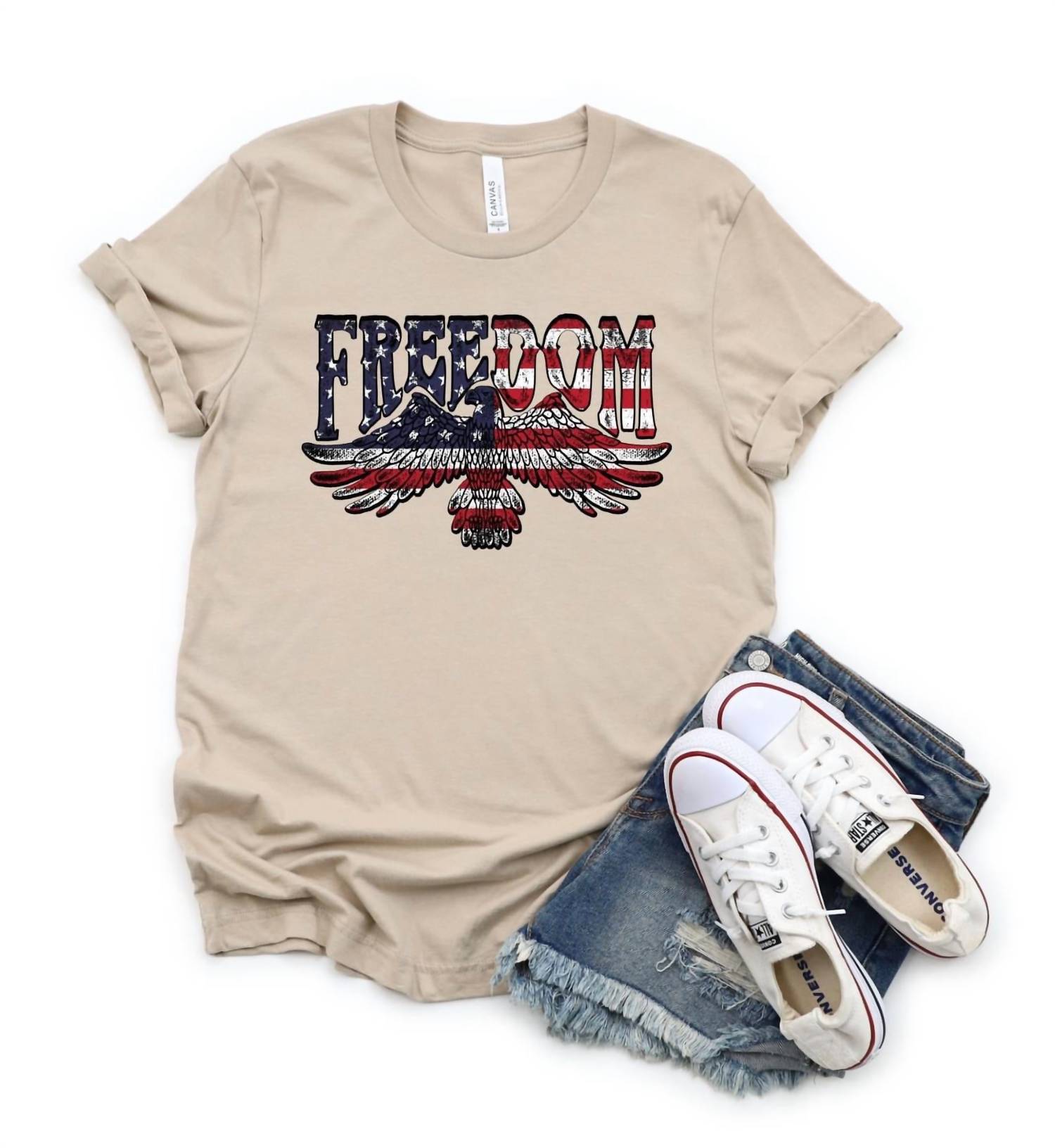 

Футболка Freedom Flag/Eagle в бежевом цвете Exclusive Thredz