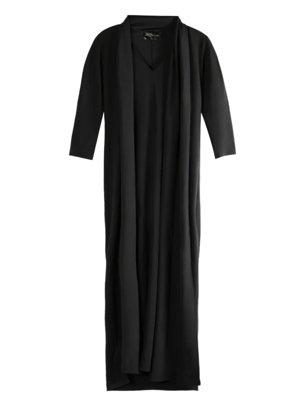 

Платье макси Niza с драпировкой и рукавами три четверти Cortana, черный