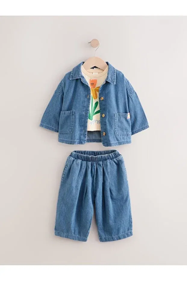Детский комплект из джинсовой куртки и брюк Next Baby, Multicolor — фото 4