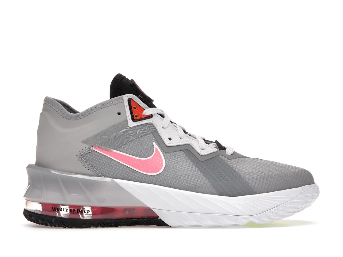 Детские кроссовки баскетбольные Nike LeBron 18 Low, Light Smoke Grey/Black-White-Sunset Pulse