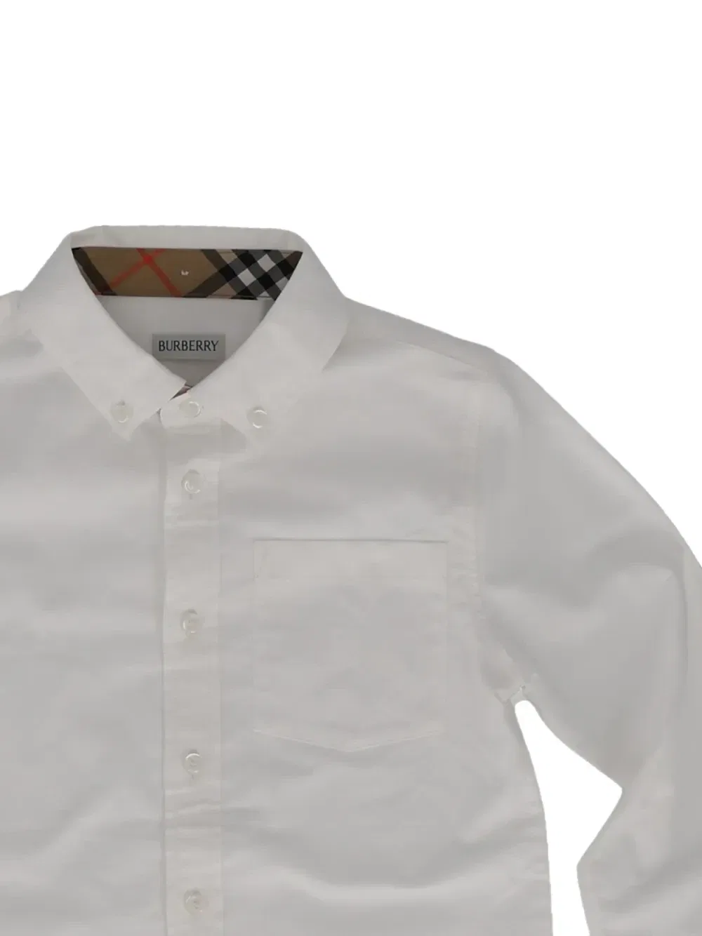 Рубашка на пуговицах с нагрудным карманом Burberry Kids, белый — фото 3