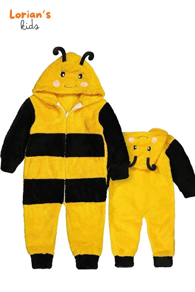 Детский комбинезон для девочек из флиса Bee Soft Plush Zippered Baby Rompers Lorian'S, Yellow — фото 4