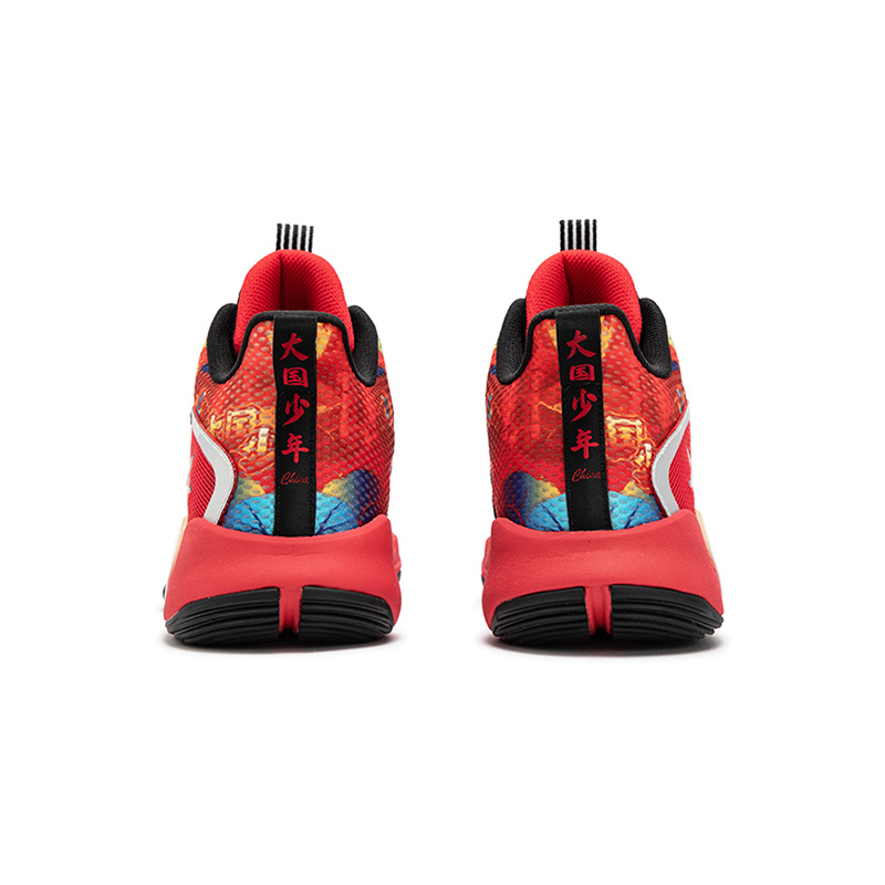 XTEP Детские баскетбольные кроссовки Mid Top Black White Top Red, нескользящие и износостойкие — фото 3