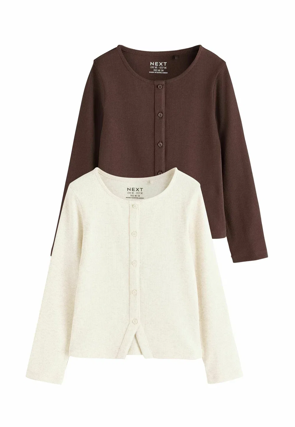 Комплект из 2 кардиганов с длинными рукавами в рубчик Next, Cream Brown
