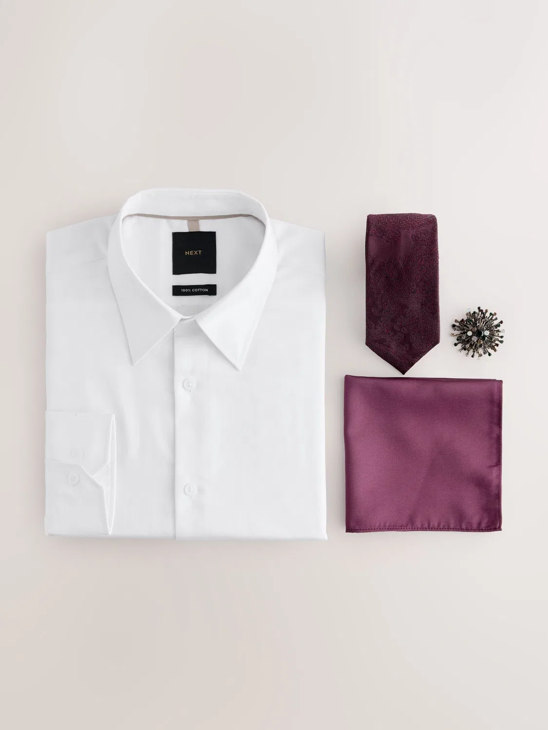 Рубашка для особых случаев с галстуком-бабочкой, Slim Fit, Pack Set Next, бордовый/белый