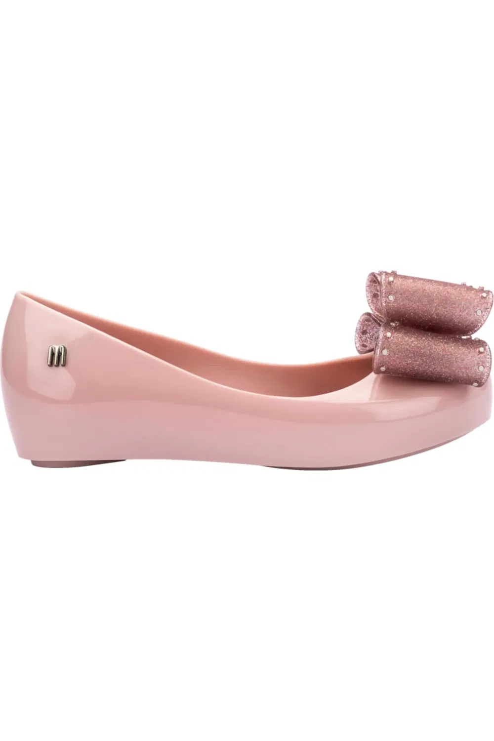 Детские туфли балетки с бантом Classic Flat Mini Melissa, Light Pink/Glitter — фото 2
