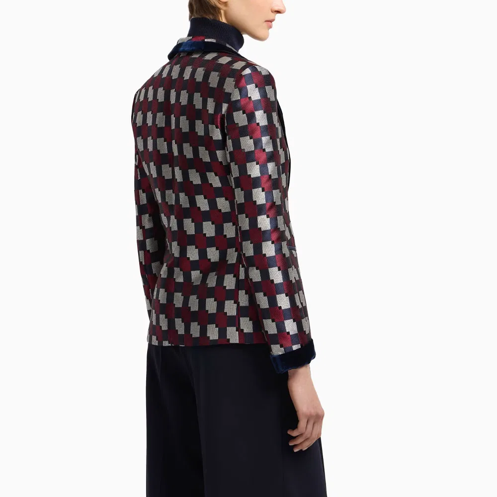 Женский пиджак однобортный с принтом Emporio Armani, Multicolor — фото 3