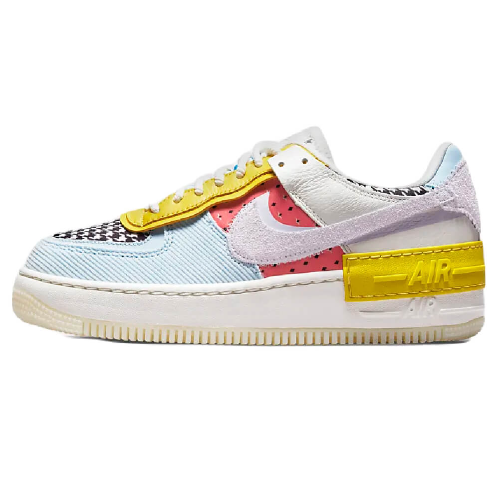 Кросcовки Nike Air Force 1 Shadow, белый/желтый/голубой - фото